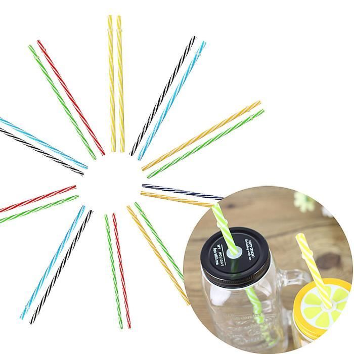 Paille à boire en plastique dur réutilisable colorée 20PC propre séparée QYY70724671B_291