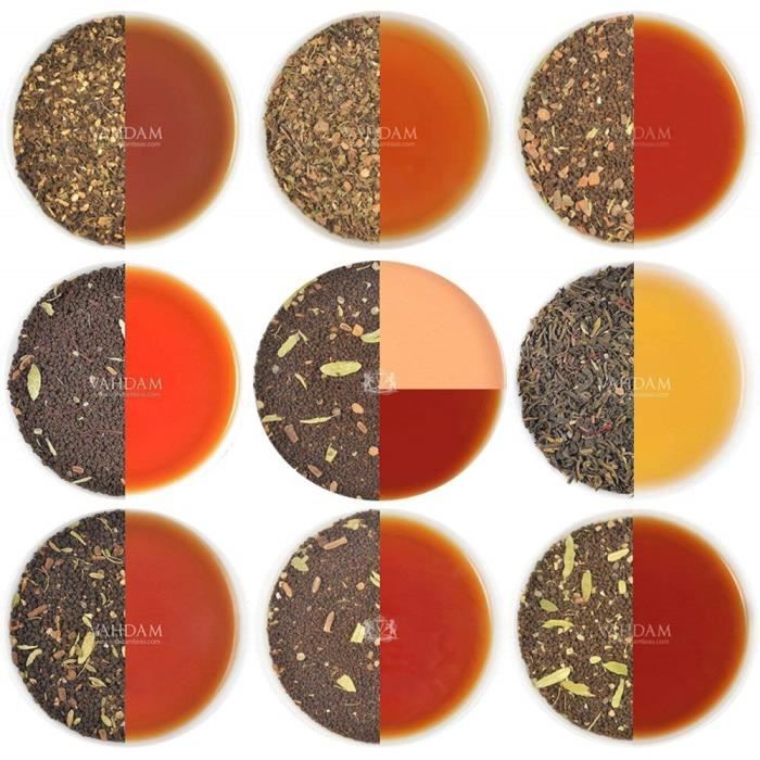 Échantillonneur de Thés Chaï - 10 THÉS, 50 Portions - ÉPICES 100% NATURELLES - Thés Masala Chaï Originaux d'Inde - Infusion Chaude,