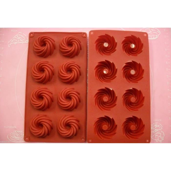MOULE SILICONE 8 PETITS FOURS / MINI TORNADES 28 X 18 CM