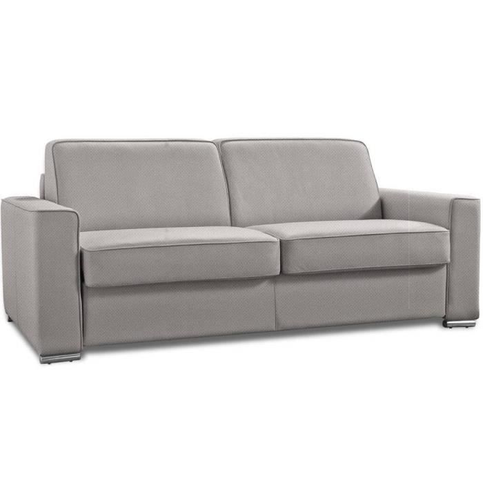 Canapé convertible EXPRESS PREMIUM 160 cm sommier lattes RENATONISI matelas BULTEX velours gris gris Cuir Inside75