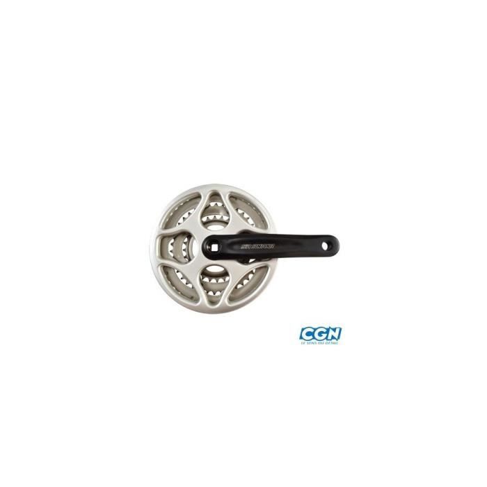 Pedalier vtt triple 48-38-28d l170 alu noir pare chaine demontable (axe carre)