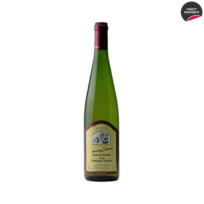 Alsace Gewurztraminer Vendanges Tardives Blanc 2018 - 75cl - Domaine Schirmer - Vin AOC Blanc d' Alsace - Cépage Gewurztraminer