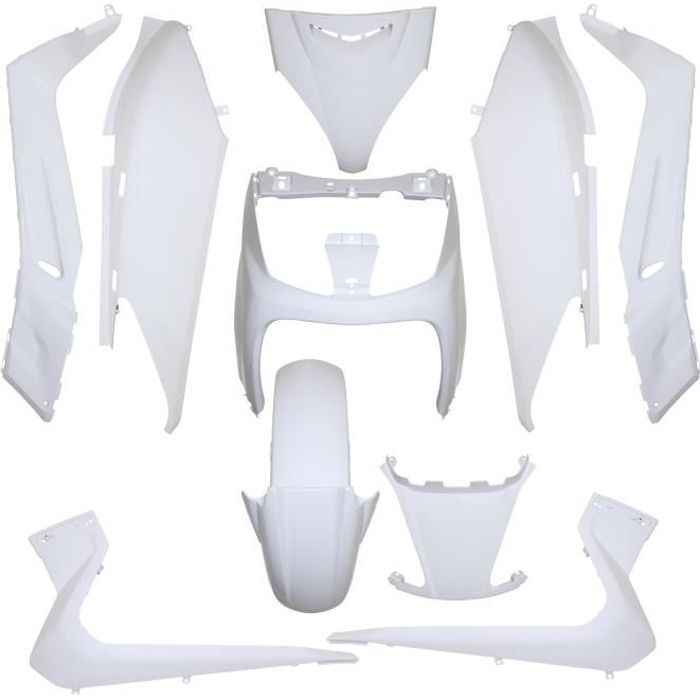 carenage maxiscooter adaptable yamaha 125 xmax 2006>2009/mbk 125 skycruiser 2006>2007 blanc brillant (kit 10 pieces) -p2r-