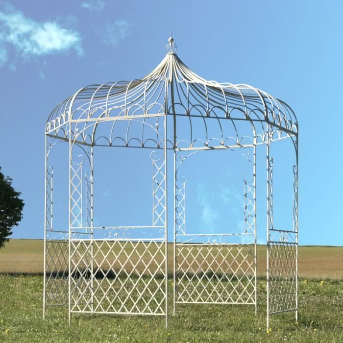 Gloriette Tonnelle en Fer de Jardin Ronde Blanche ø250 cm Pergola 14302-Tonnelle