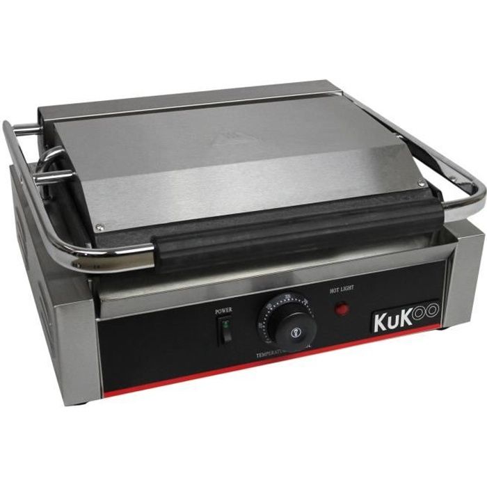 Presse à Panini Professionnel de 2,2kW, Grill à plaque Supérieur Rainurée et plaque Inférieure Plate pour Panini, Sandwich