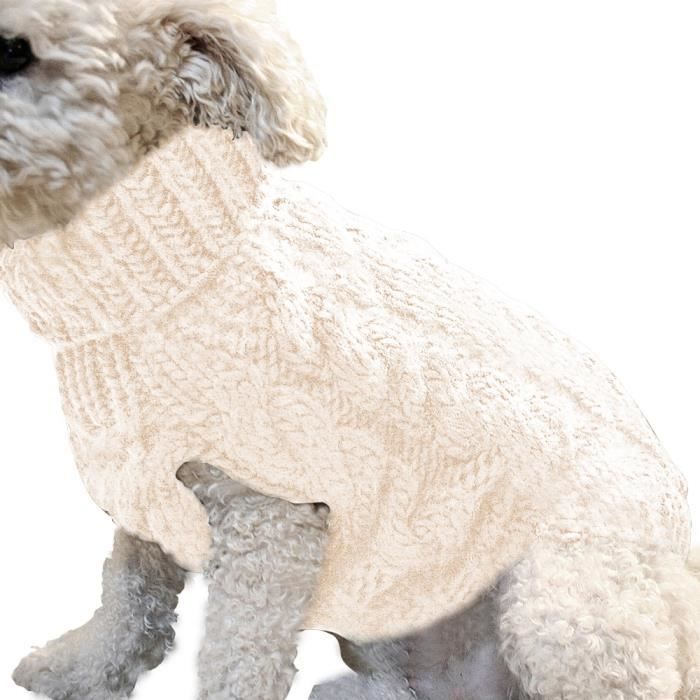Manteau Blouson,Vêtements pour chiens chauds pull pour animaux de compagnie petit et moyen chien de taille tricot - Type White-M