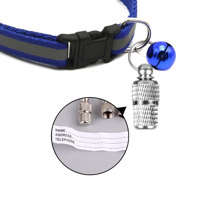 Behogar 6 pièces Anti-perte chien de compagnie chat étiquettes d'identification baril Capsule Tube collier étiquettes avec anneau