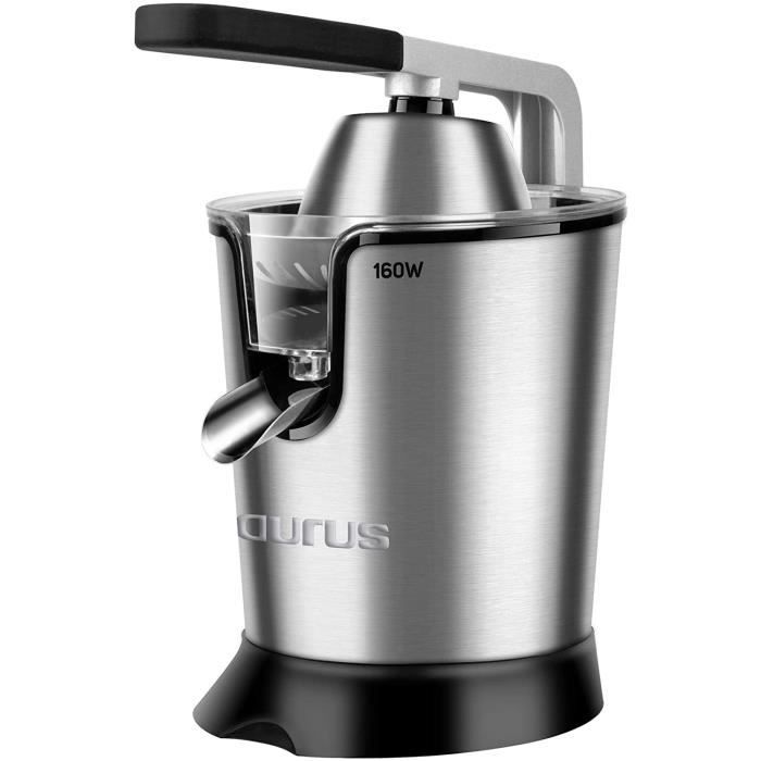 Taurus Easy Press 160W, 924729, presse agrumes électrique à levier, 2 cônes pour tous les agrumes, acier inoxydable et filtre avec r