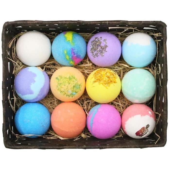 Boules effervescentes Bombes de Bain,Boules de Bain 12 Pcs avec Bulles Pétillantes aux Huiles Essentielles Naturelles,Cof85