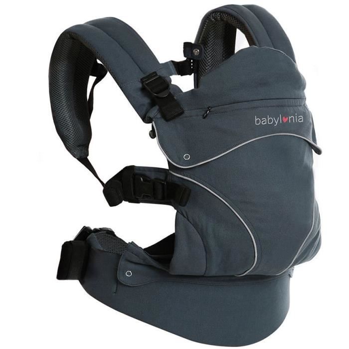 Sac De Portage - Babylonia Baby Carriers - Modèle BB-FLEXIA - Porte-Bébé - 100% Coton Organique - One Size - Deep Grey