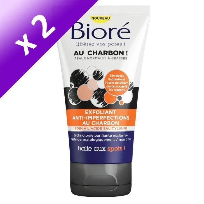 BIORÉ Exfoliant anti-imperfections au charbon - 125 ml (Lot de 2)