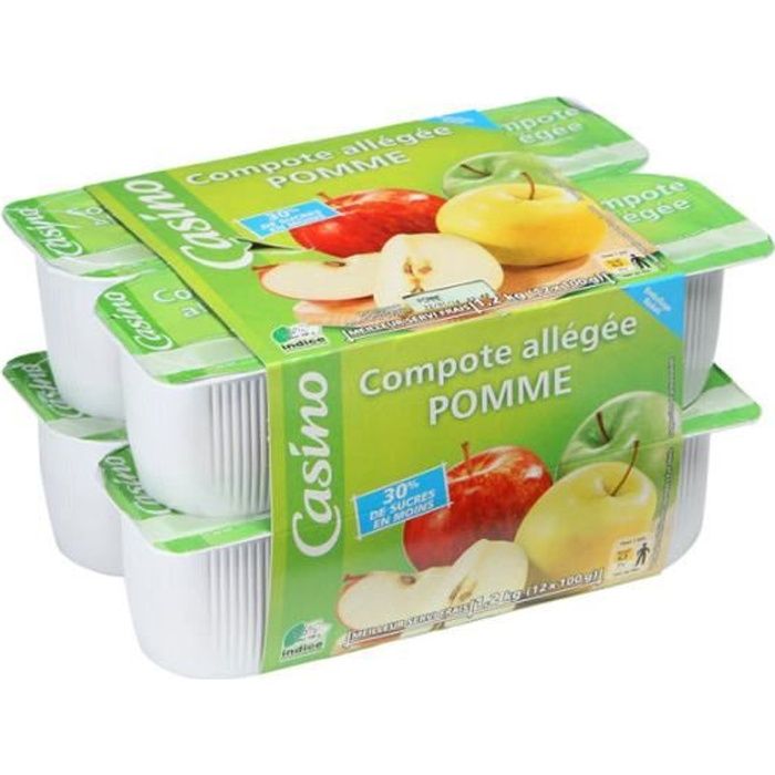 Lot de 12 Compotes allégées de pomme - 1200 g