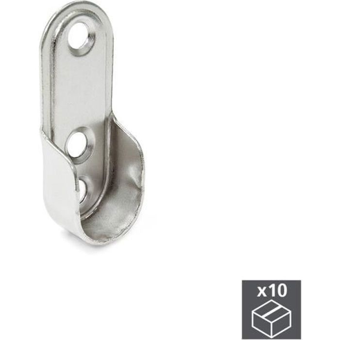 Lot de 10 supports EMUCA pour barre de penderie armoire en acier finition nickelé - 7062907
