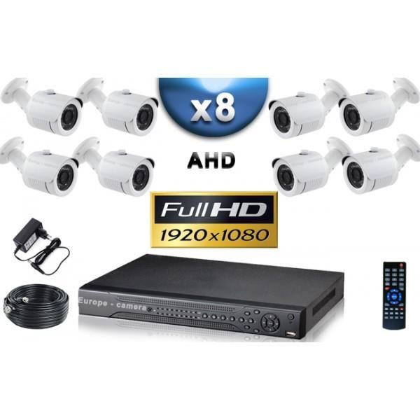 KIT PRO AHD 8 Caméras Tubes IR 20m SONY FULL HD 1080P + Enregistreur DVR AHD FUL