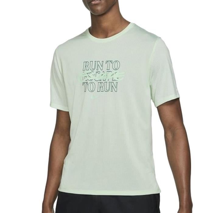 T-Shirt De Running Vert Clair Homme Nike Dri-Fit Miler Wild
