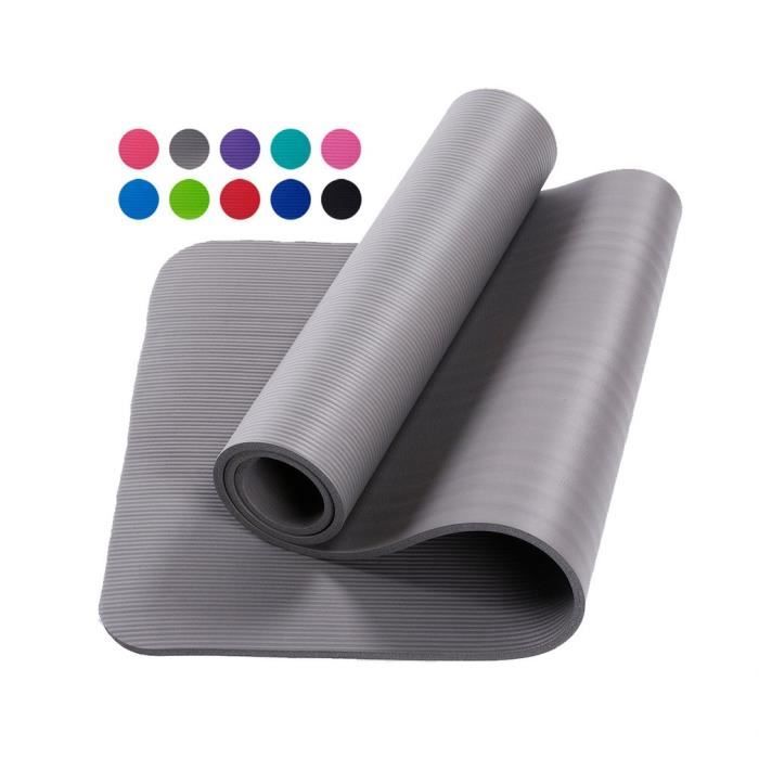 Tapis d'exercice Fitness Tapis de Yoga 183 x 60 x 1,5 cm en Mousse NBR gris