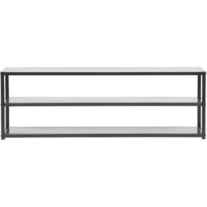 Meuble TV coloris noir en metal - Dim: 40 x 120 x 35 cm