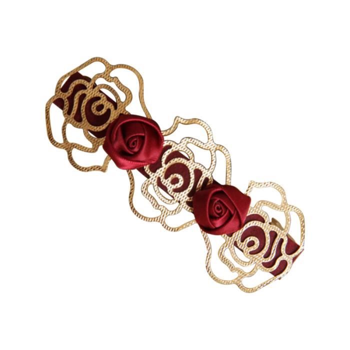 1PC Red Rose Hairpin Retro Hollow Spring Hair Clips Headdress for Lady Woman PINCE - BARRETTE - CHOUCHOU - ELASTIQUE