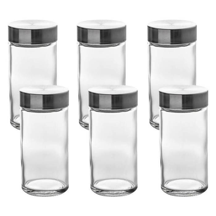 Secret de Gourmet - Coffret de 6 Pots à épices avec saupoudreur 80 ml Verre