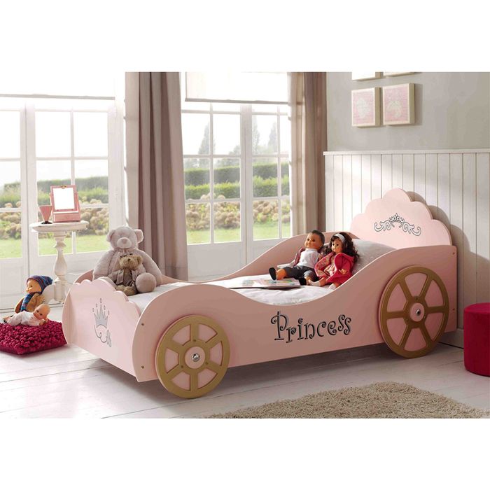 FUN Lit voiture enfant pinky rose poudré