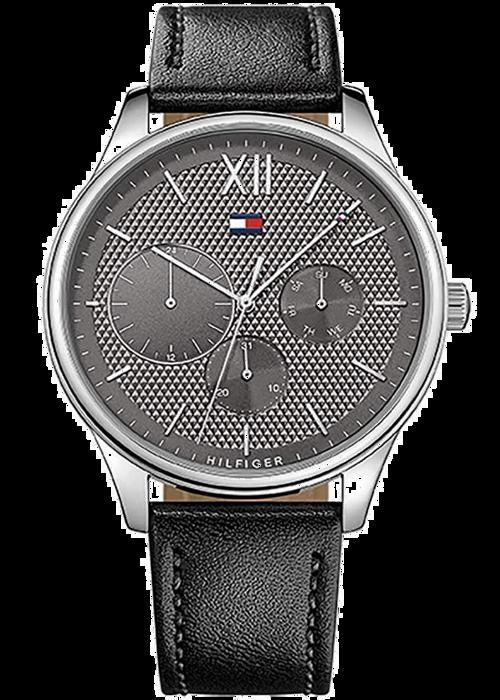 montre tommy hilfiger 1791417 - montre multifonctions cuir noir homme