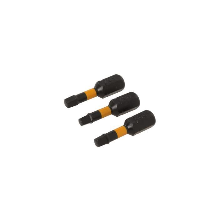 Lot de 3 embouts de vissage impact carrés SQ2- L. 25 x Q. 6,35 mm - 690242 - Triton