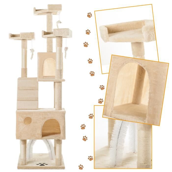 UCO Centre d'activité de tour d'arbre à chat de 175 cm avec poteaux à gratter, grands meubles d'arbre de tour d'escalade pour chat