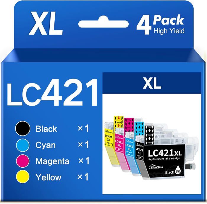Lot De 8 Cartouches Compatibles Brother LC421XL - Multi-couleurs - Marque NOPAN-INK - Neuf