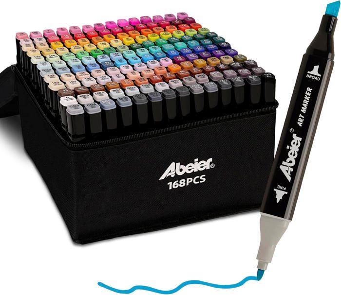 168 Couleurs Marqueurs Feutres à Alcool Permanents Marqueur Kit, Alcool ...
