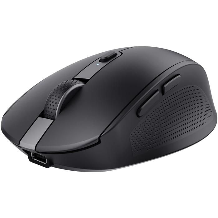 Trust Ozaa Souris sans Fil Bluetooth + 2.4GHz Souris Silencieuse Compacte Multi-appareils Souris Bluetooth Rechargeable PC - Noir