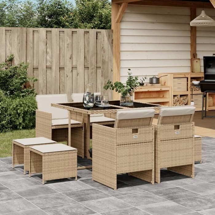 vidaXL Ensemble à manger jardin 9 pcs - vue 7