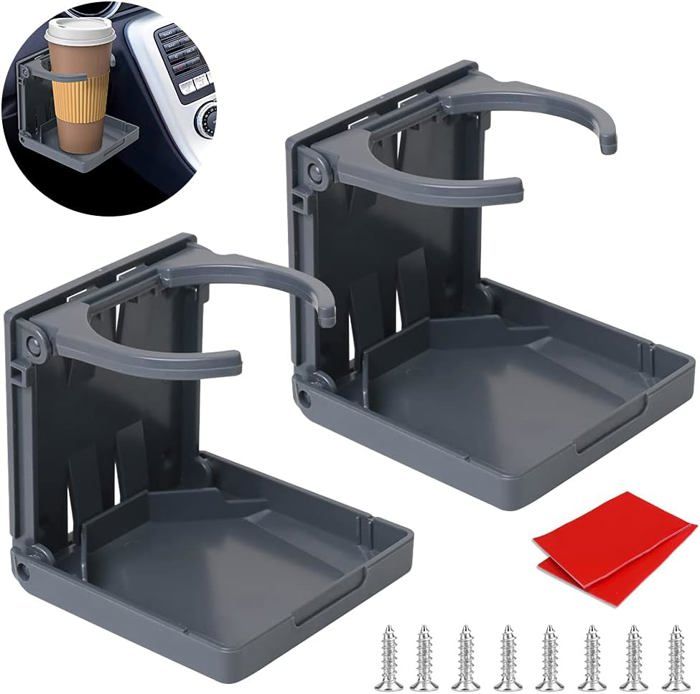 Porte-gobelet Voiture Pliable - 2 Pièces Noir - Fixation Sur Ventilation - Pour Tasses, Mugs, Bouteilles Jusqu'à 8 Cm