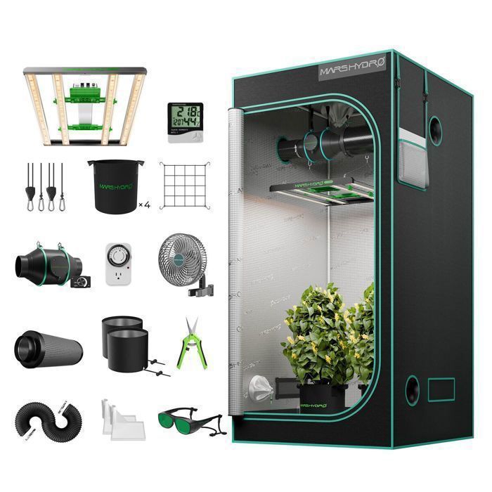 MARS HYDRO Lampe de culture à LED FC-E3000 Pflanzenlamt + 100x100x180cm Growzelt Kit complet