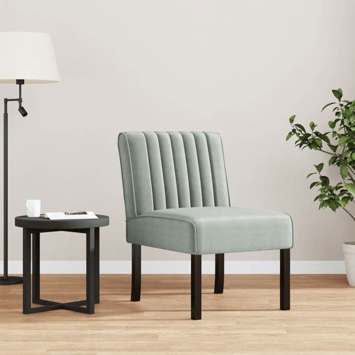 Meridienne salon-Fauteuil sans accoudoirs gris clair velours - Fauteuil relax@324867