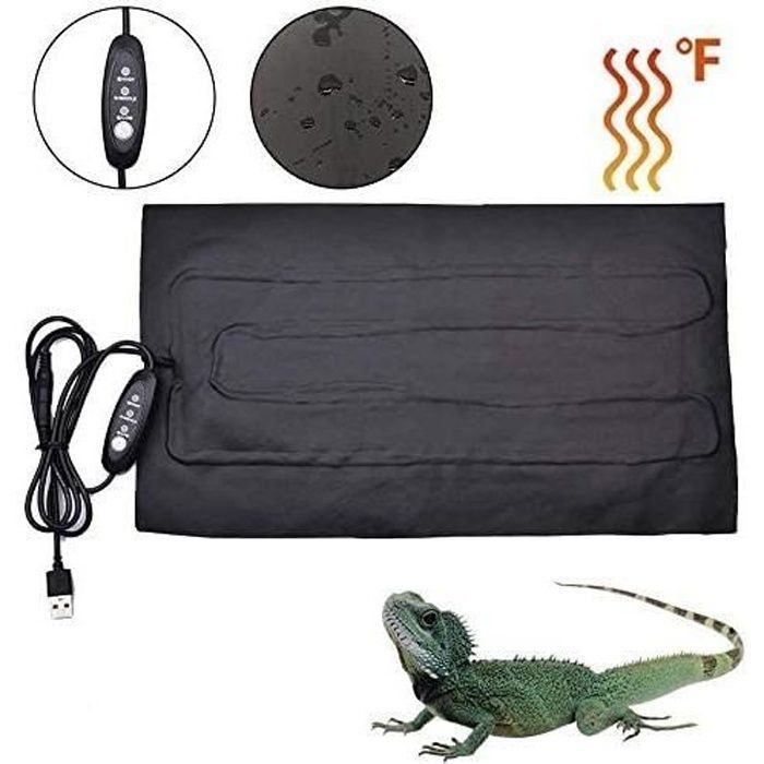 Meilleurs prix pour Tapis Chauffant impermable pour Reptiles Tapis Chauffant TerrariumTemprature Rglable 8.5W 35x20cm COLLIER ANTI-FUGUE