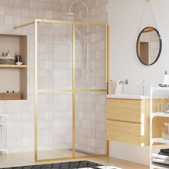 Paroi de douche avec verre ESG transparent doré 118x195 cm