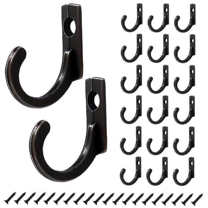 Lot De 20 Crochets Muraux En J - Pour Outils, Garage, Cave - Acier Revêtu - Charge Max 13,6 Kg - Installation Facile - 7