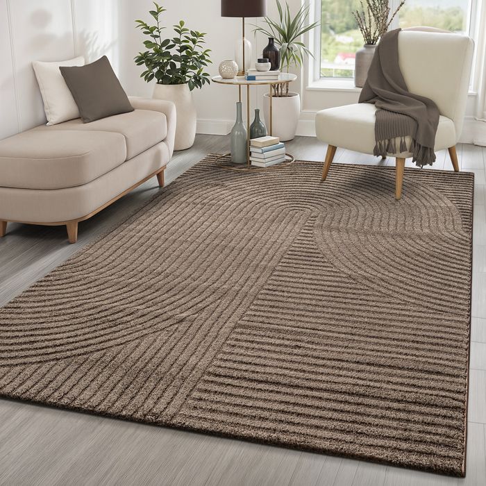 the carpet Everest - tapis salon effet 3D haute densité de poils et agréablement doux Marron 120 x 170 cm Design - 2251