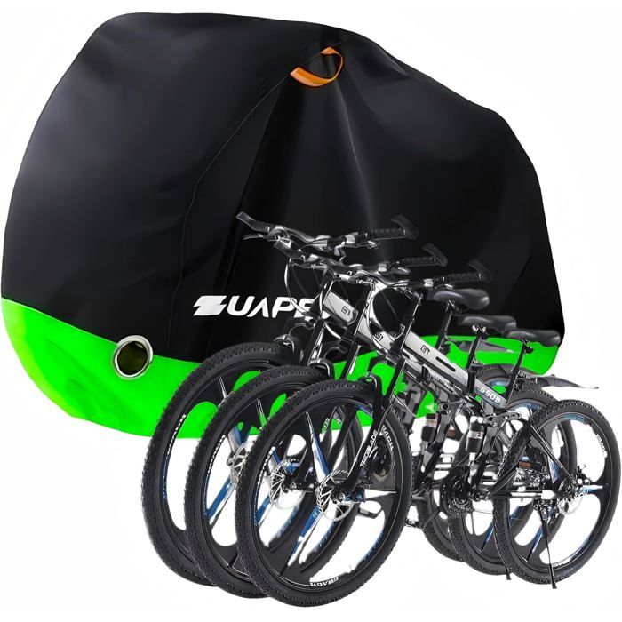 Housse De Vélo Imperméable Nylon 190T - Protection Pluie, Poussière, UV - 200x115 Cm, Grise, Avec Sangle Et œillets - 3