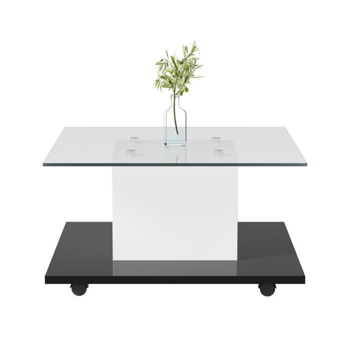 Table basse - Rectangulaire - Verre trempé - Finition brillante - LED réglable