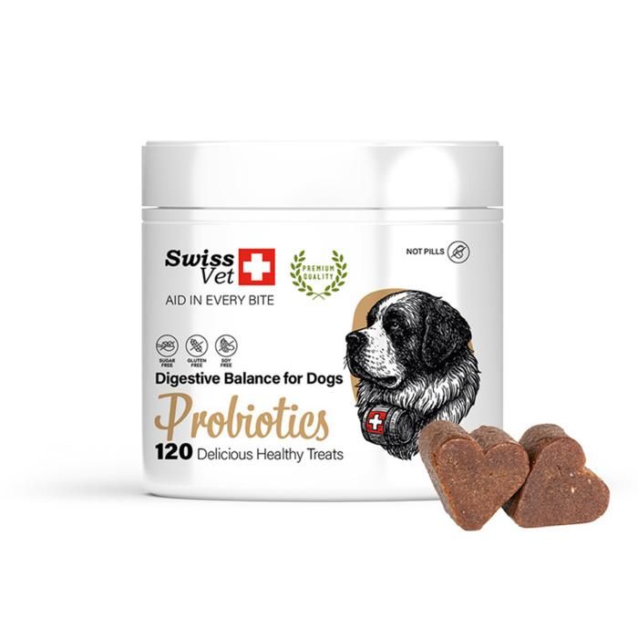 Complément Alimentaire pour Chien - SwissVet - Probiotique - Santé intestinale - 120 Bouchées Naturelles Complément Alimentaire pour Chien - SwissVet - Probiotique - Santé intestinale - 120 Bouchées Naturelles