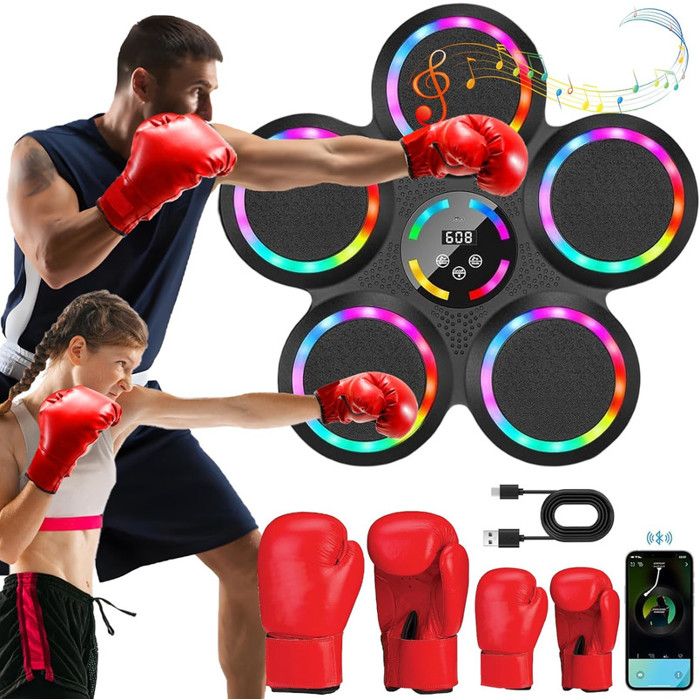 Macchina Da Boxe Con Ritmo Musicale Bluetooth E Guantoni - QUANZOU Allenamento