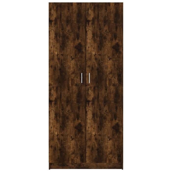 Brun Garde-robe JILLS Armoire penderie Pour chambre Chêne fumé 80x52x180 cm Bois dingénierie LV1596