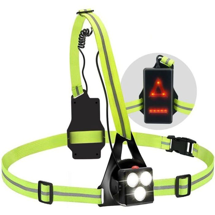 DRE-Lampe de Course à Pied Rechargeable USB Éclairage LED avec 3 Modes Idéale pour Jogging et Camping