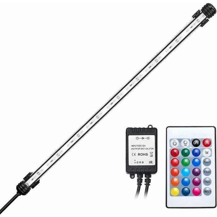 Lampe LED pour aquarium - ULISEM - 48 cm - RGB - Étanche IP68 - Submersible - Orientable à 360° - Télécommande incluse