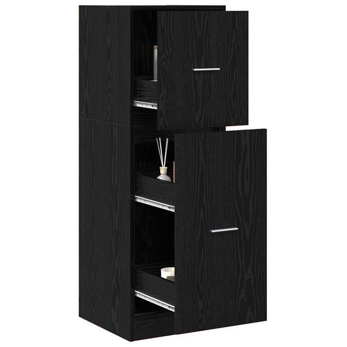 Cabinet de pharmacie moderne - vidaXL - Chêne noir - 40x41x118 cm - Bois MDF - Finition mate - 2 portes