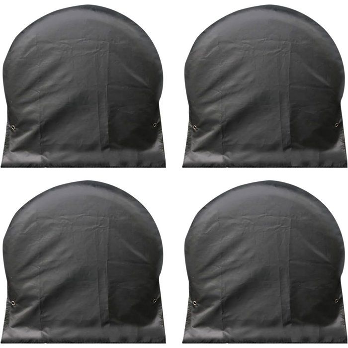 Lot de 4 protections de pneus - Housses de roues imperméables Oxford - Protections coupe-vent - Avec crochets et tendeurs élastiques