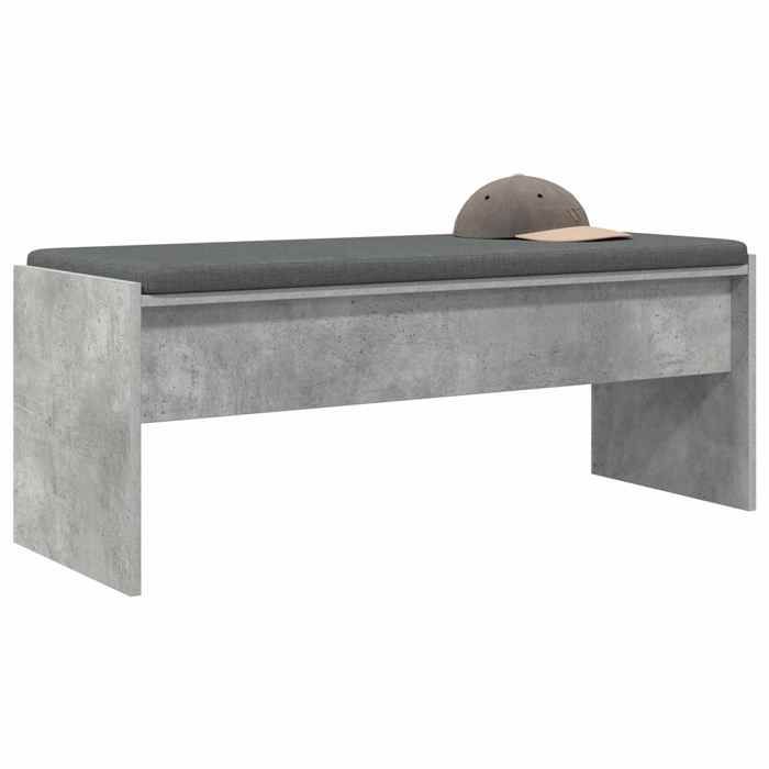 [16693]Banc dentrée - Meuble d Entrée - Grand espace de rangement - avec coussin Gris béton 103x38x40 cm Poids:11.68 Kg
