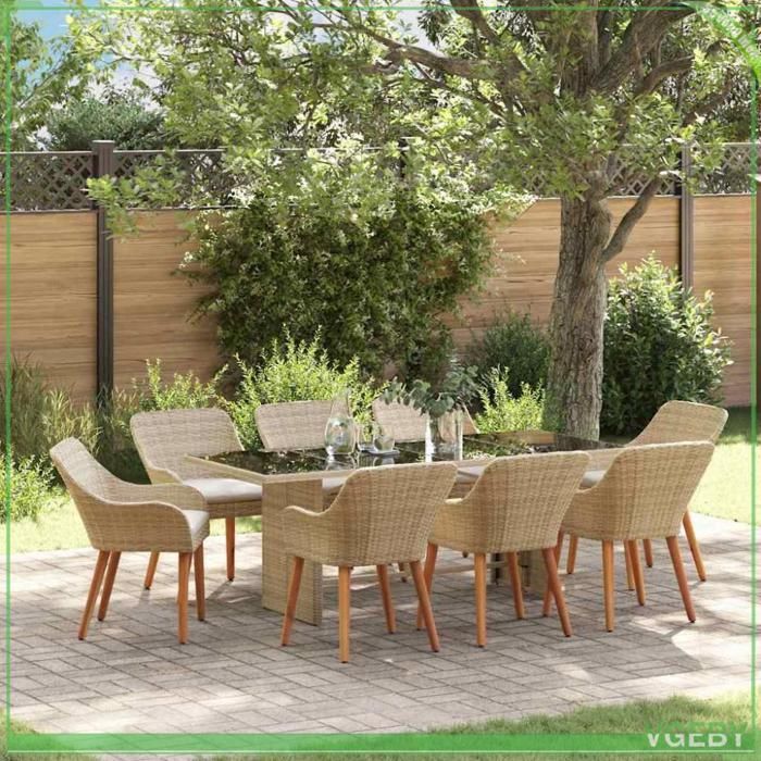 Ensemble de salle à manger pour jardin - 3261630 - Beige - Polyrotin résistant aux UV - 8 places