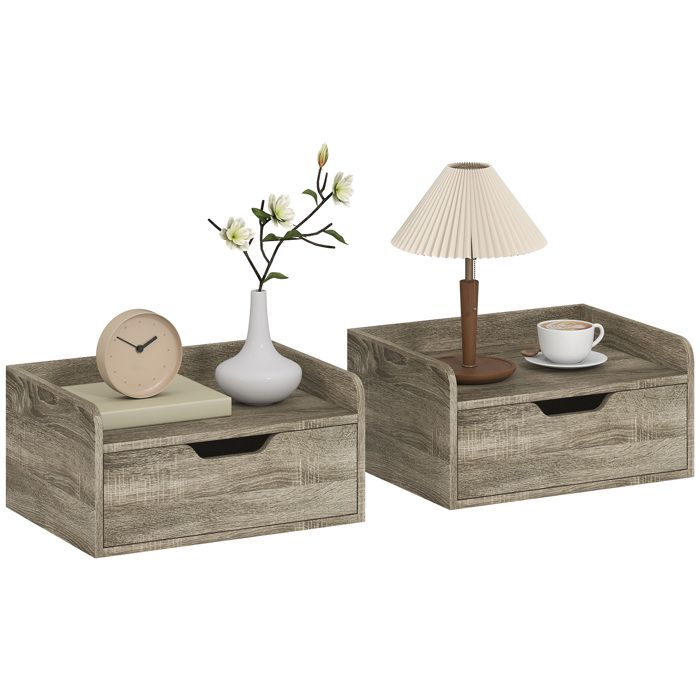 Lot De 2 Tables De Chevet Murales Avec Tiroir Coulissant